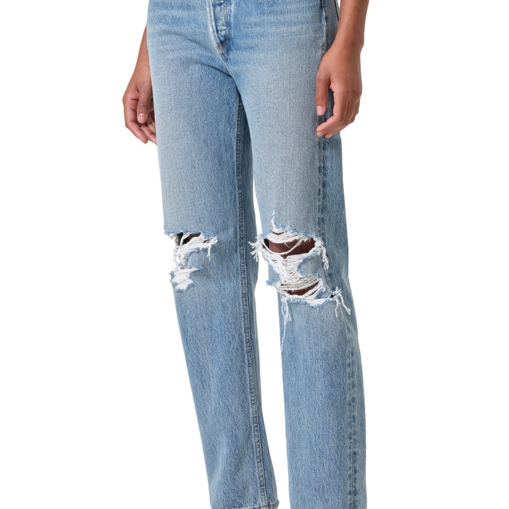 '90s Pinch Waist Ripped High Waist Straight Leg Jeans AGOLDE 29